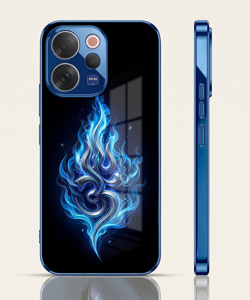 Vivo V70 5G Blue Flame OM Blue Electroplated Glass Phone Back Case