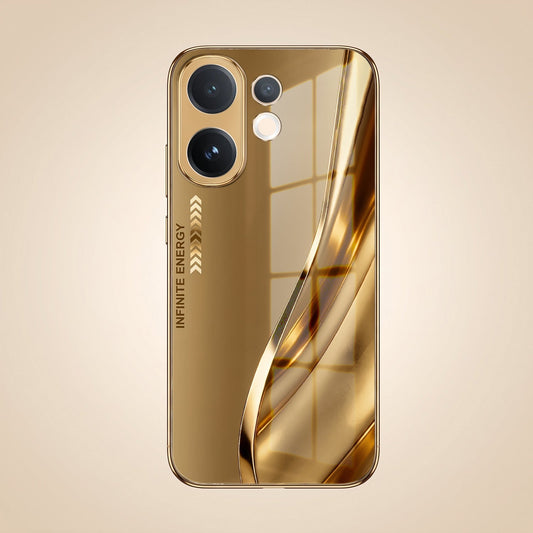 Vivo V60 5G Luxury Infinity Energy Gold Electroplated Glass Phone Case