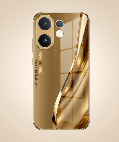 Vivo V60 5G Luxury Infinity Energy Gold Electroplated Glass Phone Case