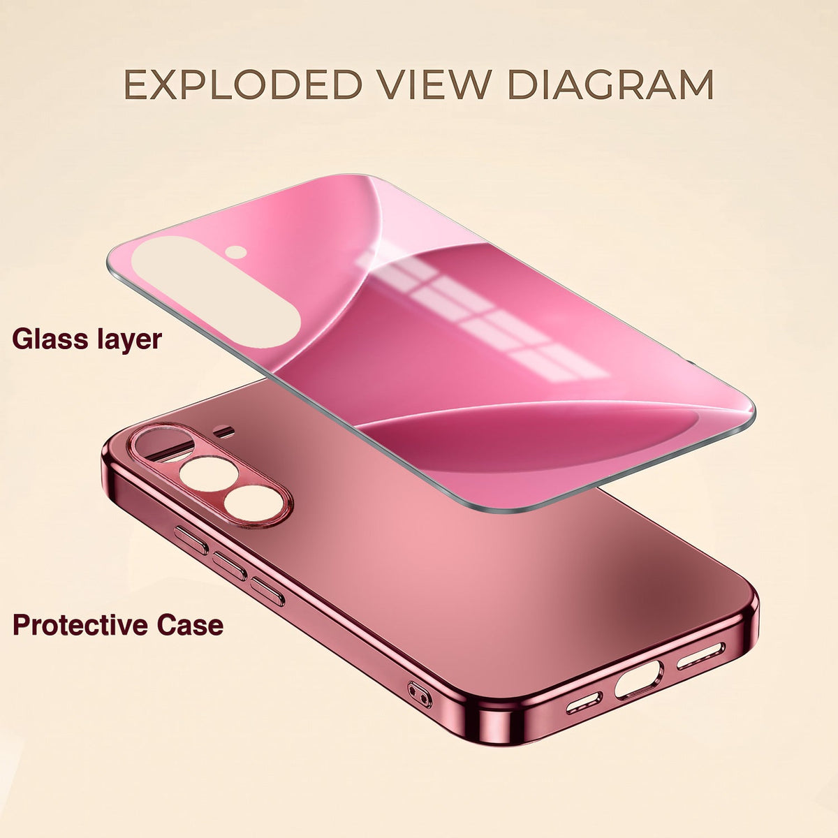 Samsung Galaxy A56 5G Luxury Glossy Wave Pink Electroplated Glass Phone Back Case