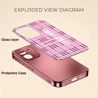 Oppo K14 5G Burberry Classic Pink Electroplated Glass Phone Back Case