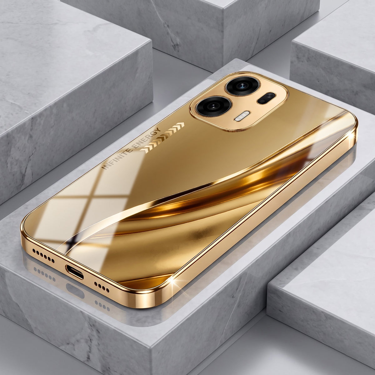 Oppo K14 Plus 5G Luxury Infinity Energy Gold Electroplated Glass Phone Case