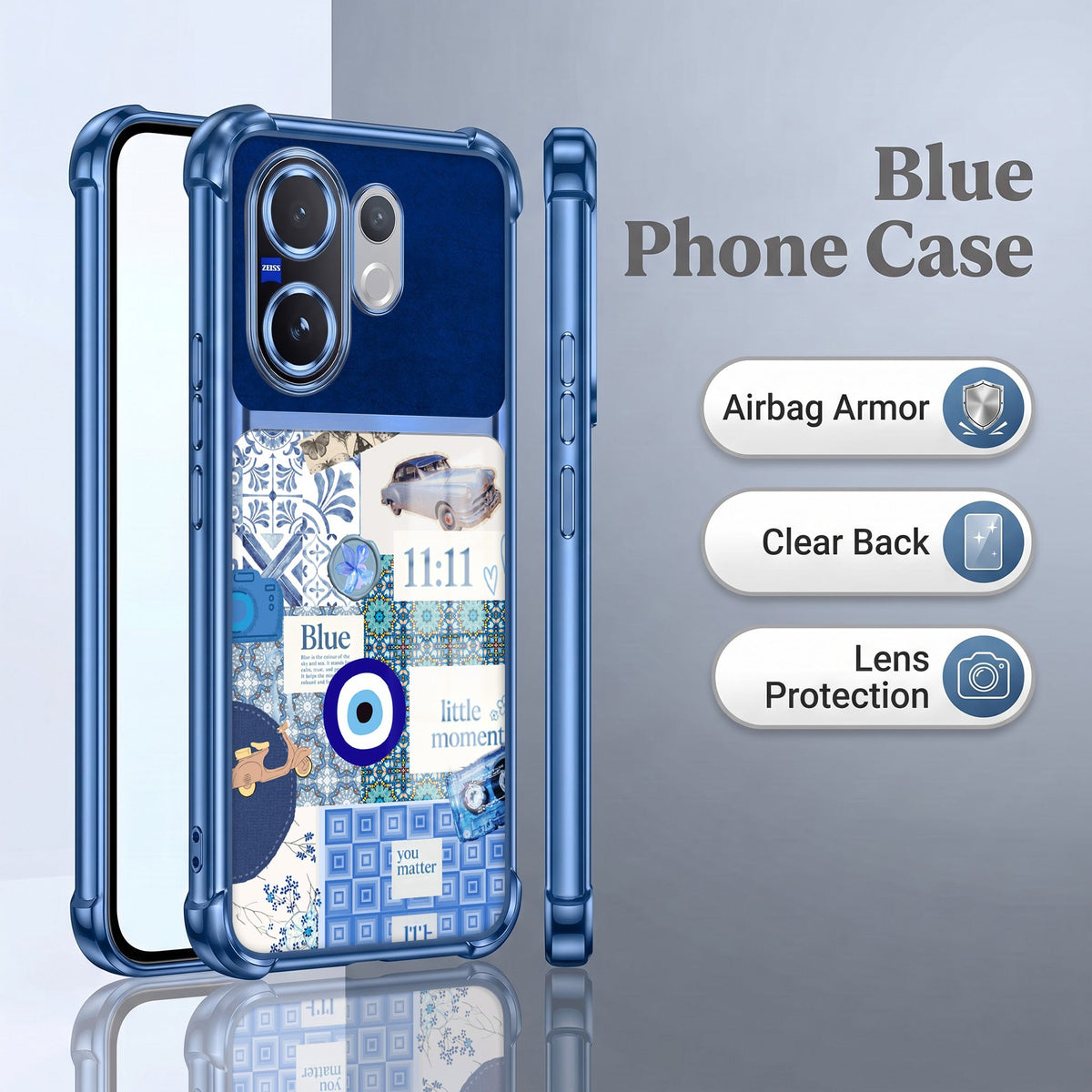 Vivo V60 5G 11:11 Lucky Vibes Dual-Tone Transparent Airbags Case