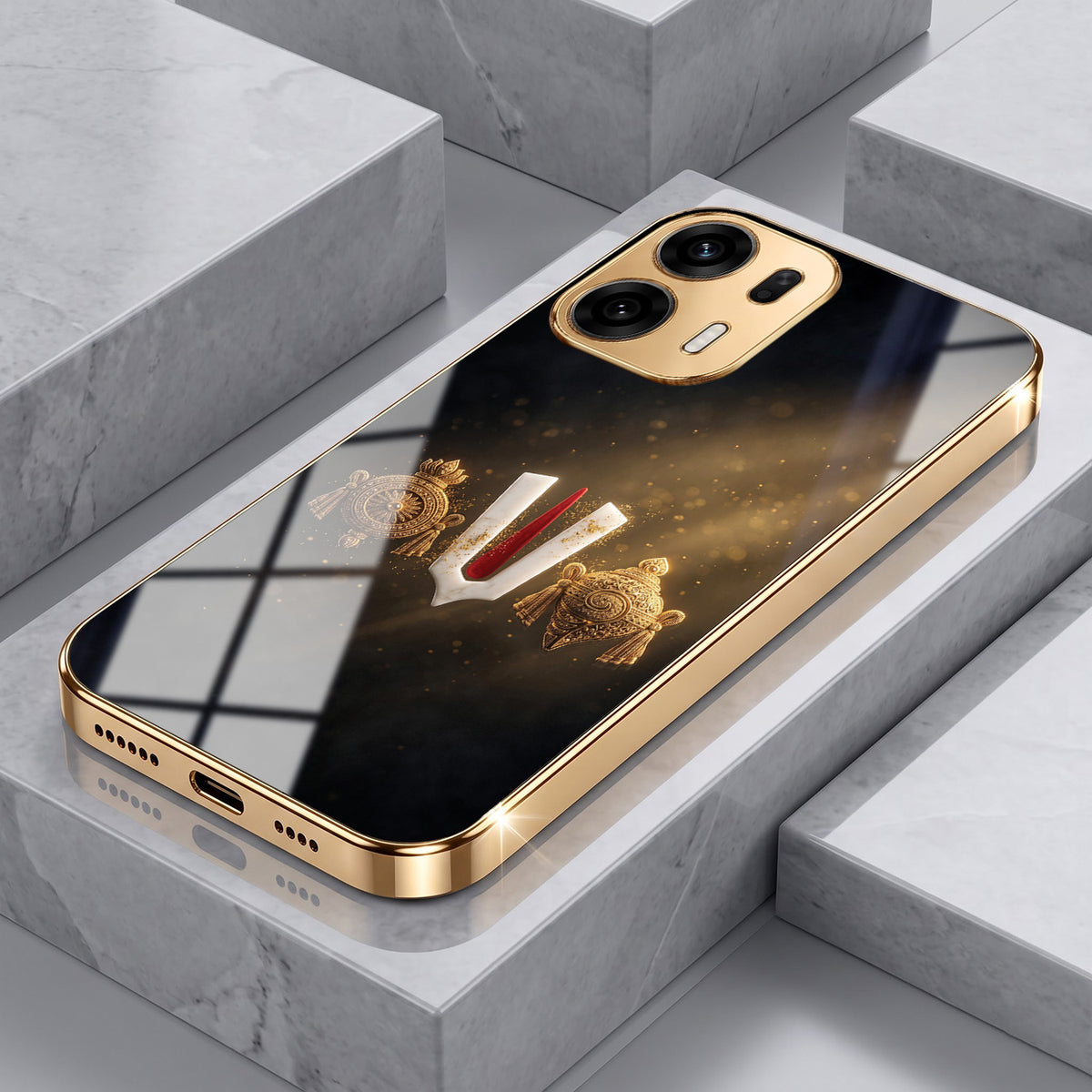 Oppo K14 Plus 5G Royal Heritage Edition Gold Electroplated Glass Phone Back Case