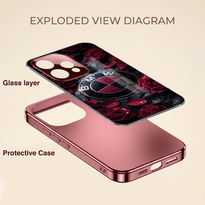Oppo Reno 15 5G BMW Logo Burgundy Electroplated Glass Back Case
