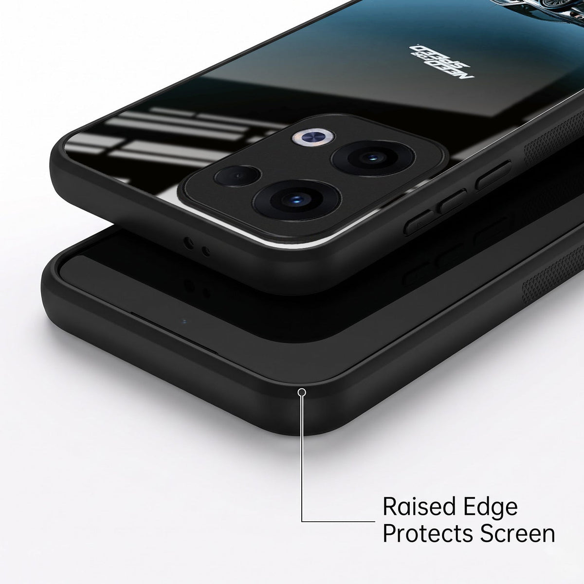 Oppo Reno 13 5G Premium Acrylic Shockproof Glass Back Case (Speed Legend)