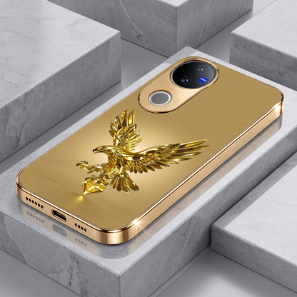 Vivo V50 5G Golden Eagle Gold Electroplated Glass Phone Back Case