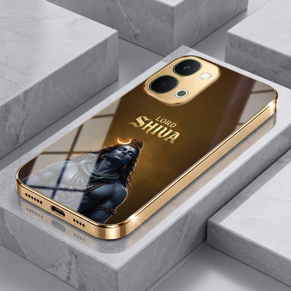 Vivo T5x 5G Lord Shiva Gold Electroplated Glass Phone Back Case