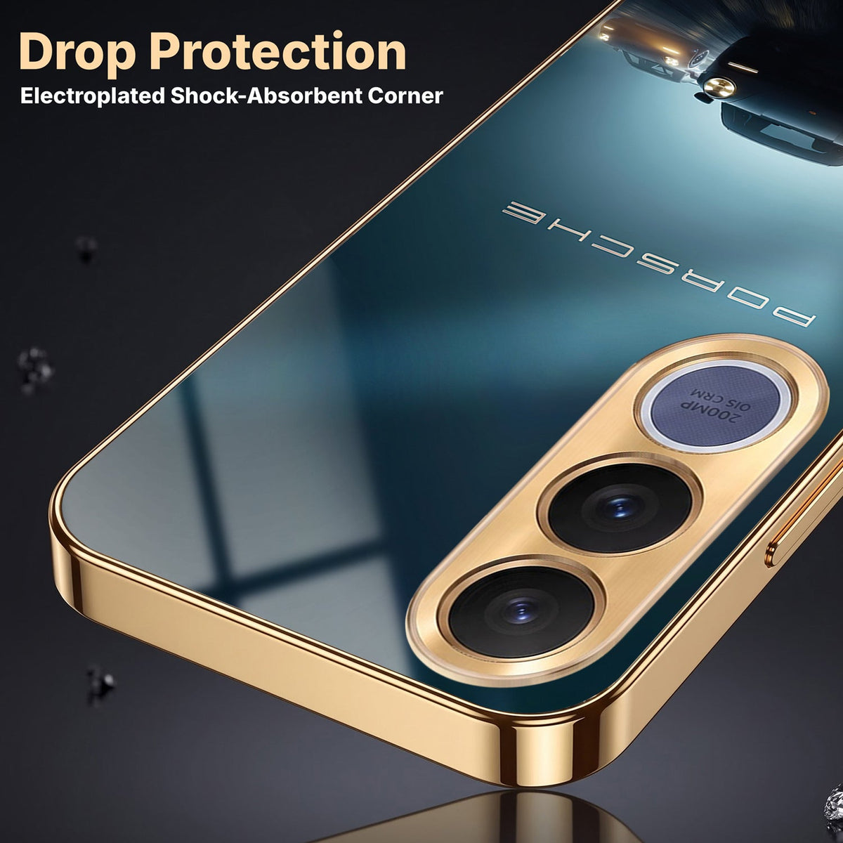 Vivo V70 FE 5G Porsche Luxury Gold Electroplated Glass Phone Back Case