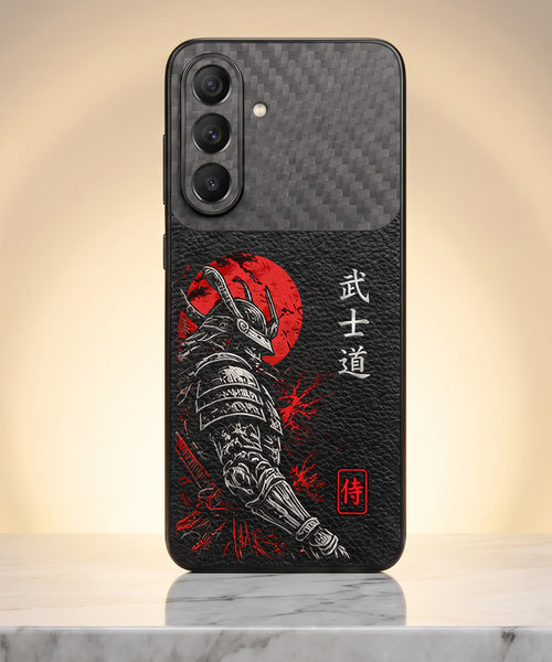Samsung Galaxy A37 5G Samurai Mask Carbon Fiber Leather Hybrid Back Case