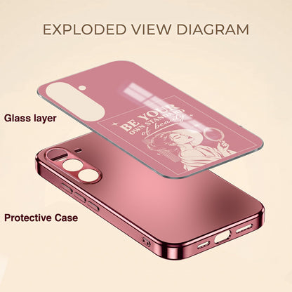 Samsung Galaxy A56 5G Luxury Aesthetic Girl Pink Electroplated Glass Phone Back Case
