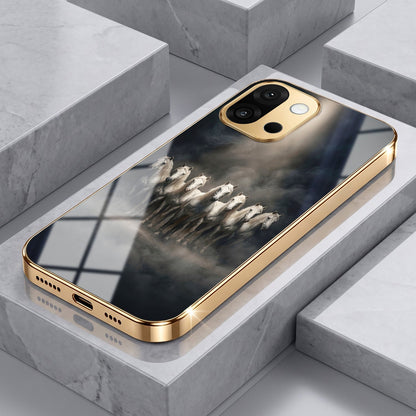OnePlus 13s 5G Running Horses Gold Electroplated Glass Phone Back Case