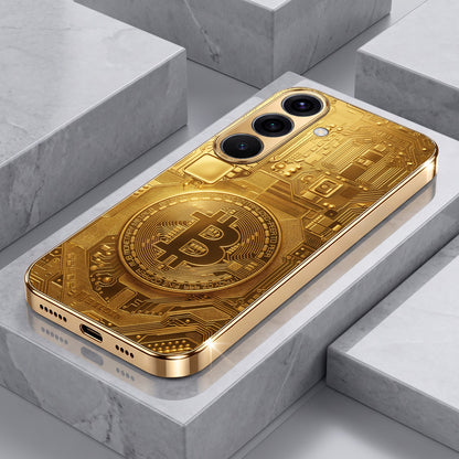 Samsung Galaxy A36 5G Bitcoin Gold Electroplated Glass Phone Back Case
