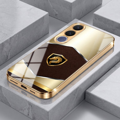 Vivo V70 FE 5G Dragon Crest Gold Electroplated Glass Phone Back Case