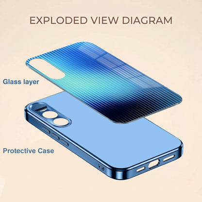 Vivo V70 FE 5G Aureon X1 Blue Electroplated Glass Phone Back Case