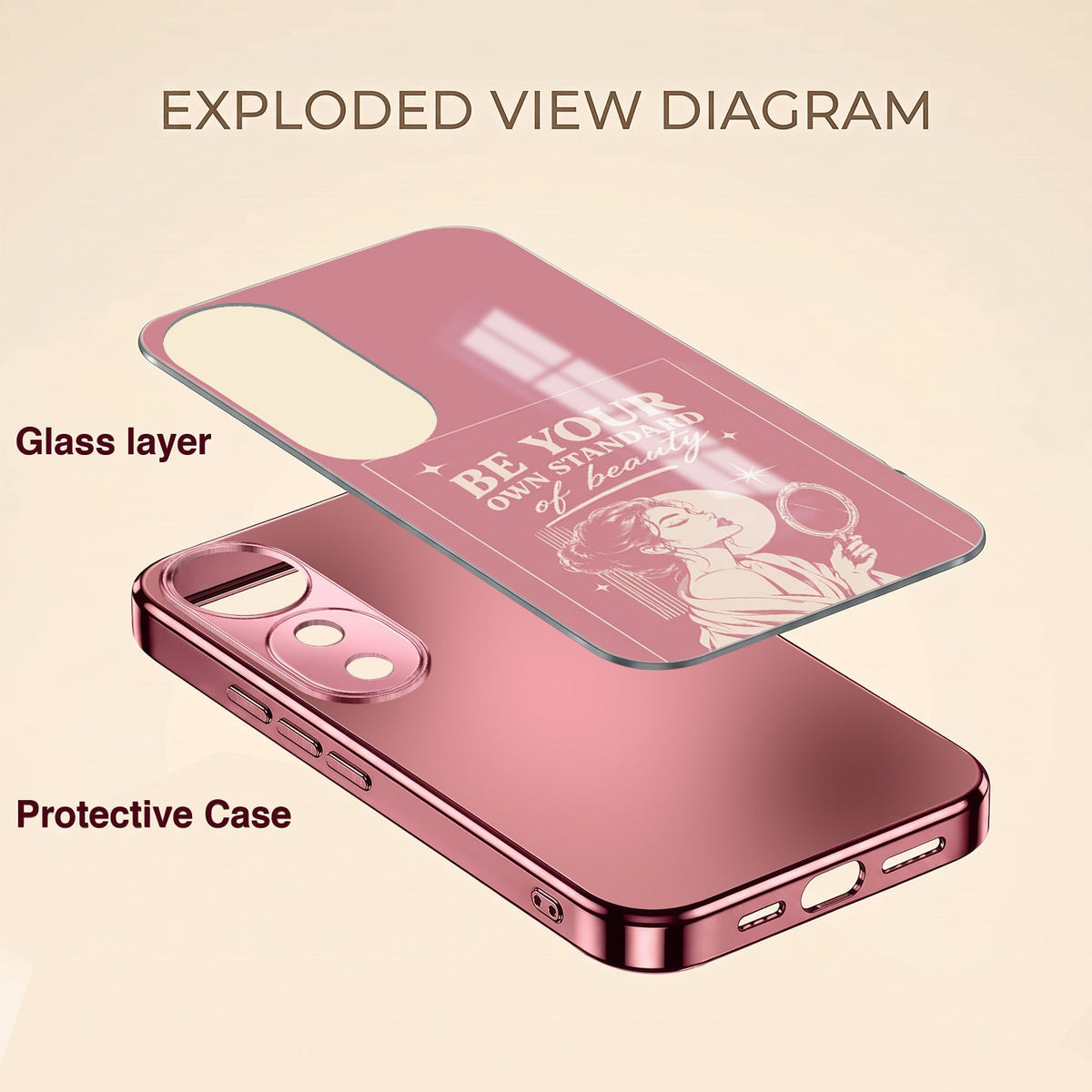 Vivo V40 Pro 5G Luxury Aesthetic Girl Pink Electroplated Glass Phone Back Case
