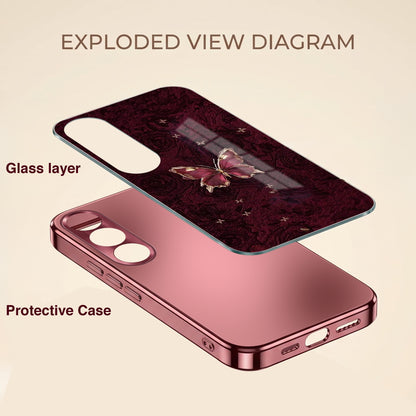 Vivo V70 FE 5G Butterfly Burgundy Electroplated Glass Back Case