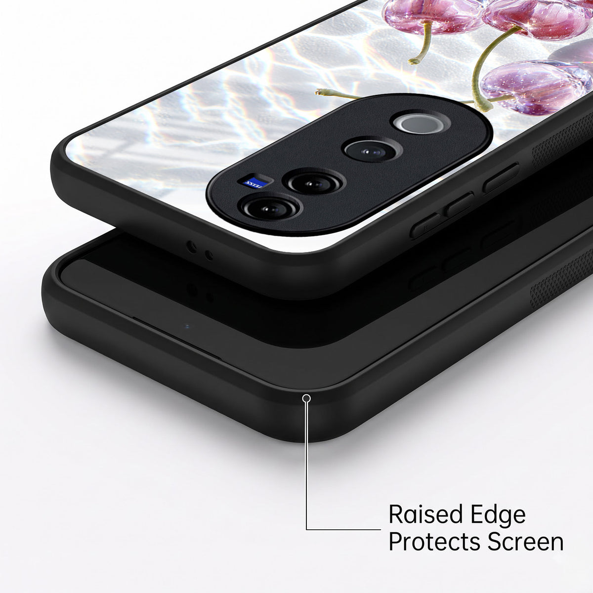 Vivo V40 Pro 5G Purple Transparent Cherry Acrylic Glass Back Case