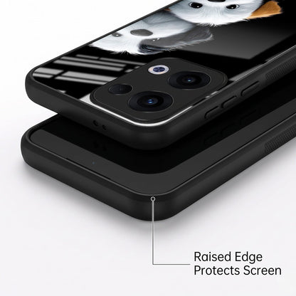 Oppo Reno 13 5G Premium Acrylic Shockproof Glass Back Case (Fluffy Puppies)