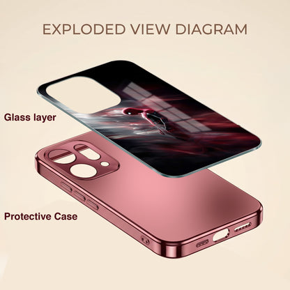 Oppo Reno 14 5G Crimson Spider Burgundy Electroplated Glass Back Case