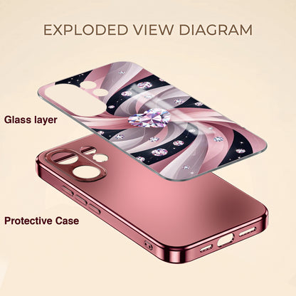 Vivo V60 5G Diamond Glam Pink Electroplated Glass Phone Back Case