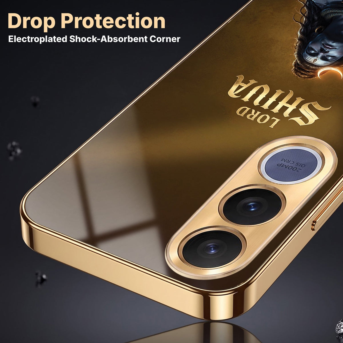 Vivo V70 FE 5G Lord Shiva Gold Electroplated Glass Phone Back Case