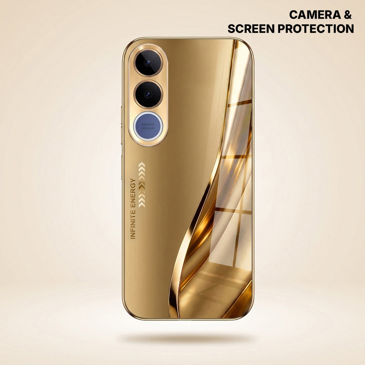 Vivo V70 FE 5G Luxury Infinity Energy Gold Electroplated Glass Phone Case