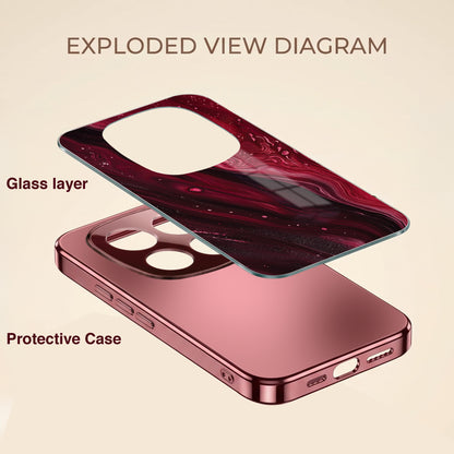 Redmi Note 15 Pro Plus 5G Marble Burgundy Electroplated Glass Back Case