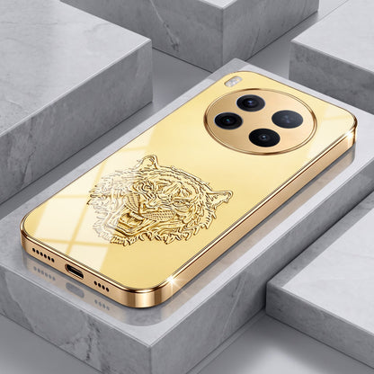Vivo X300 Pro 5G Golden Tiger Face Gold Electroplated Glass Phone Back Case