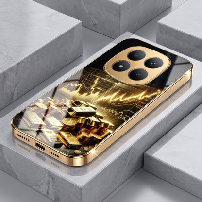 Redmi Note 15 Pro Plus 5G Luxury Wealth Trader Gold Electroplated Glass Phone Back Case
