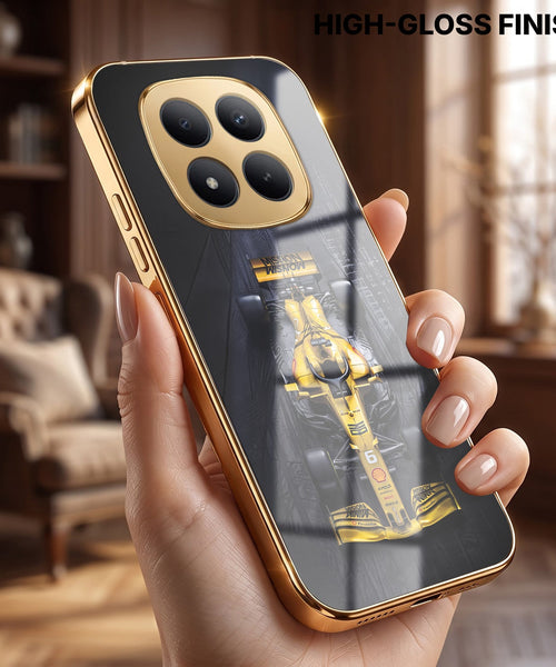 Redmi Note 15 Pro Plus 5G F1 Racing Car Gold Electroplated Glass Phone Back Case