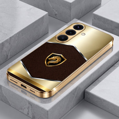 Samsung Galaxy A36 5G Dragon Crest Gold Electroplated Glass Phone Back Case