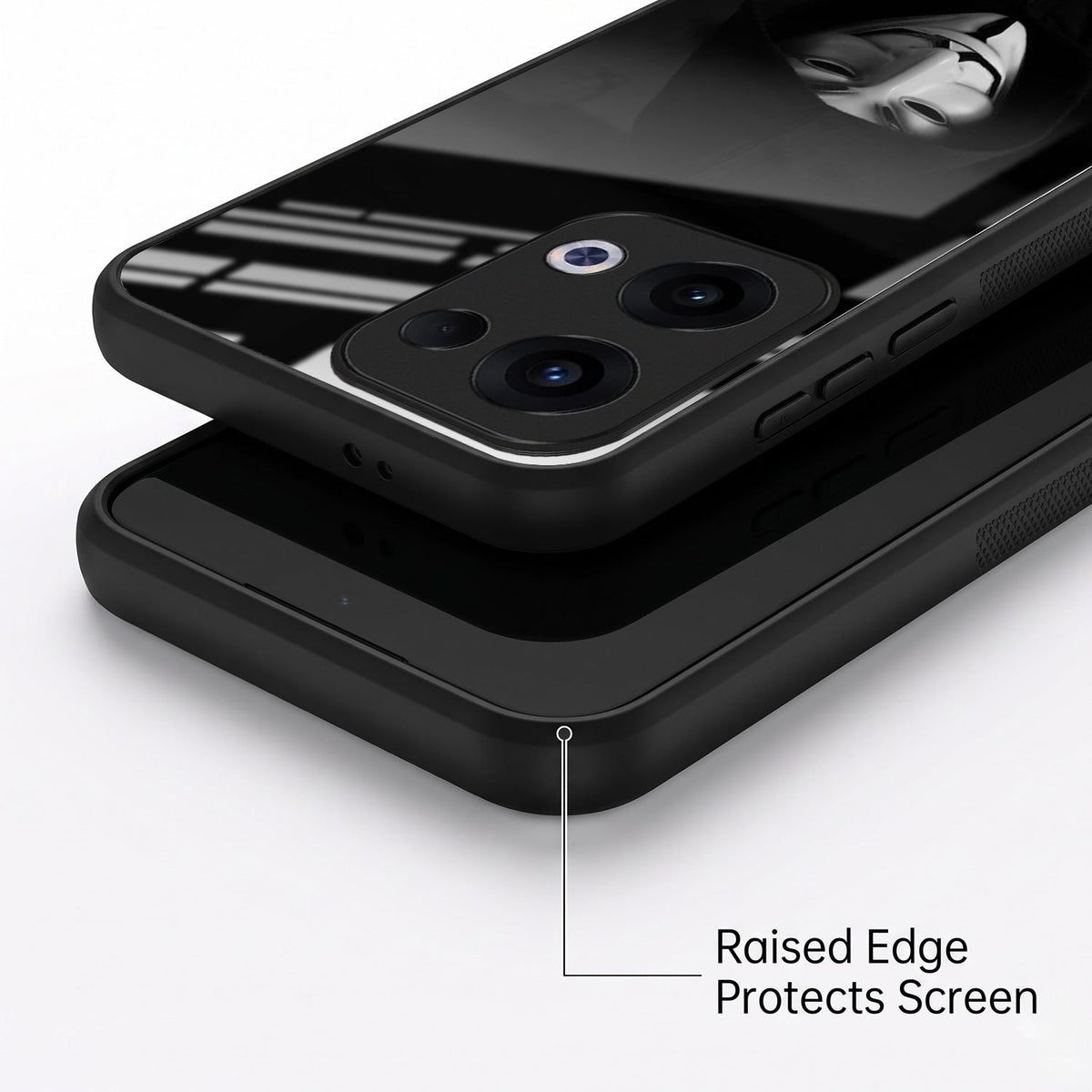 Oppo Reno 13 5G Premium Acrylic Shockproof Glass Back Case (Dark Hacker)