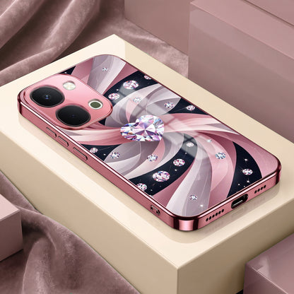 Vivo T5x 5G Diamond Glam Pink Electroplated Glass Phone Back Case