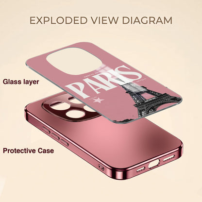 Redmi Note 15 Pro+ 5G Luxury Paris Tower Pink Electroplated Glass Phone Back Case