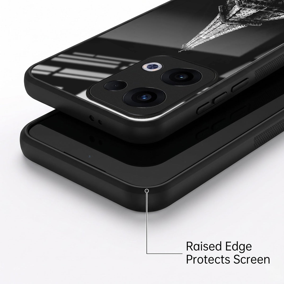 Oppo Reno 13 5G Premium Acrylic Shockproof Glass Back Case (Eiffel Tower)