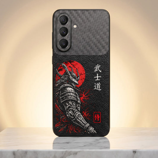 Samsung Galaxy A27 5G Samurai Mask Carbon Fiber Leather Hybrid Back Case