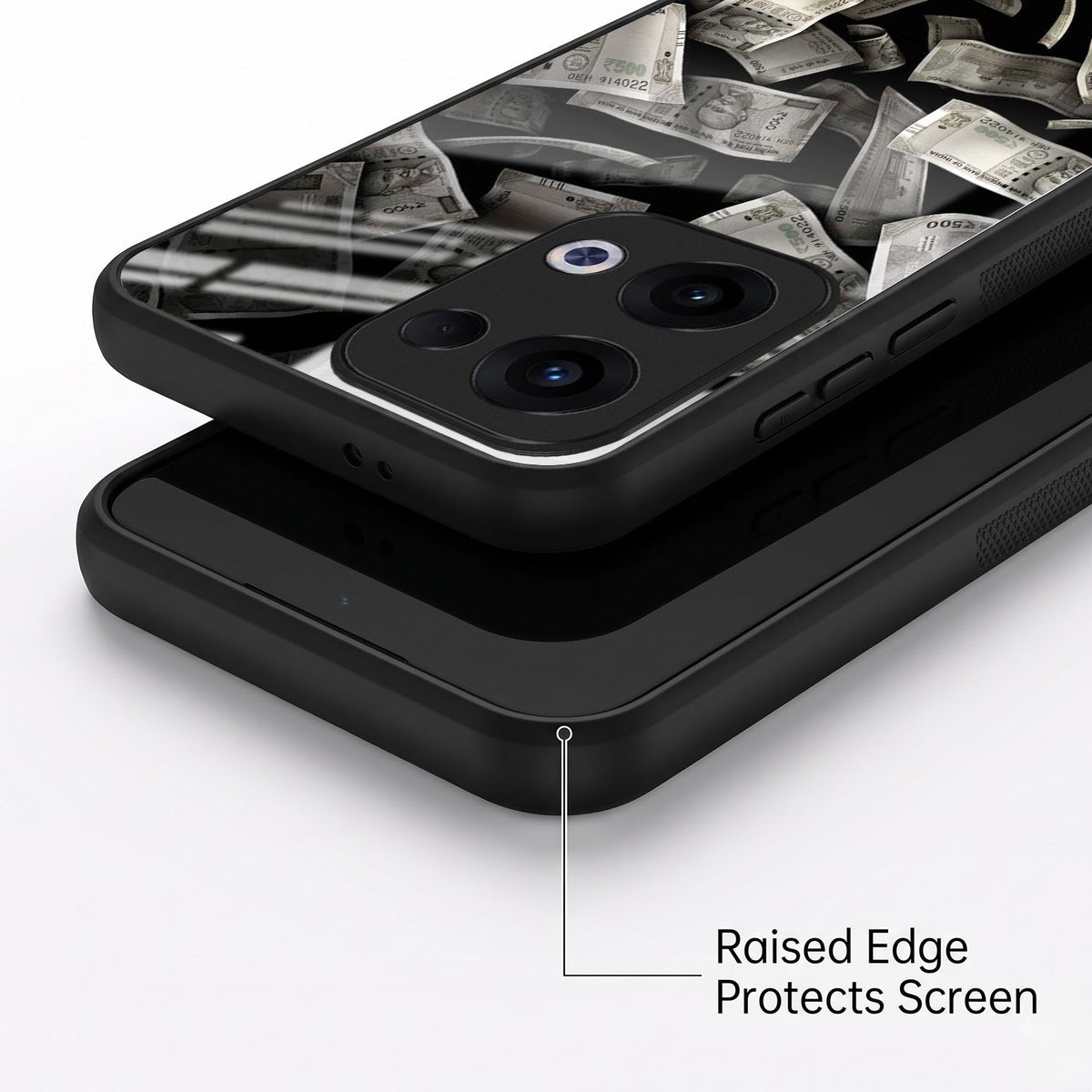 Oppo Reno 13 5G Premium Acrylic Shockproof Glass Back Case (Money Magnet)
