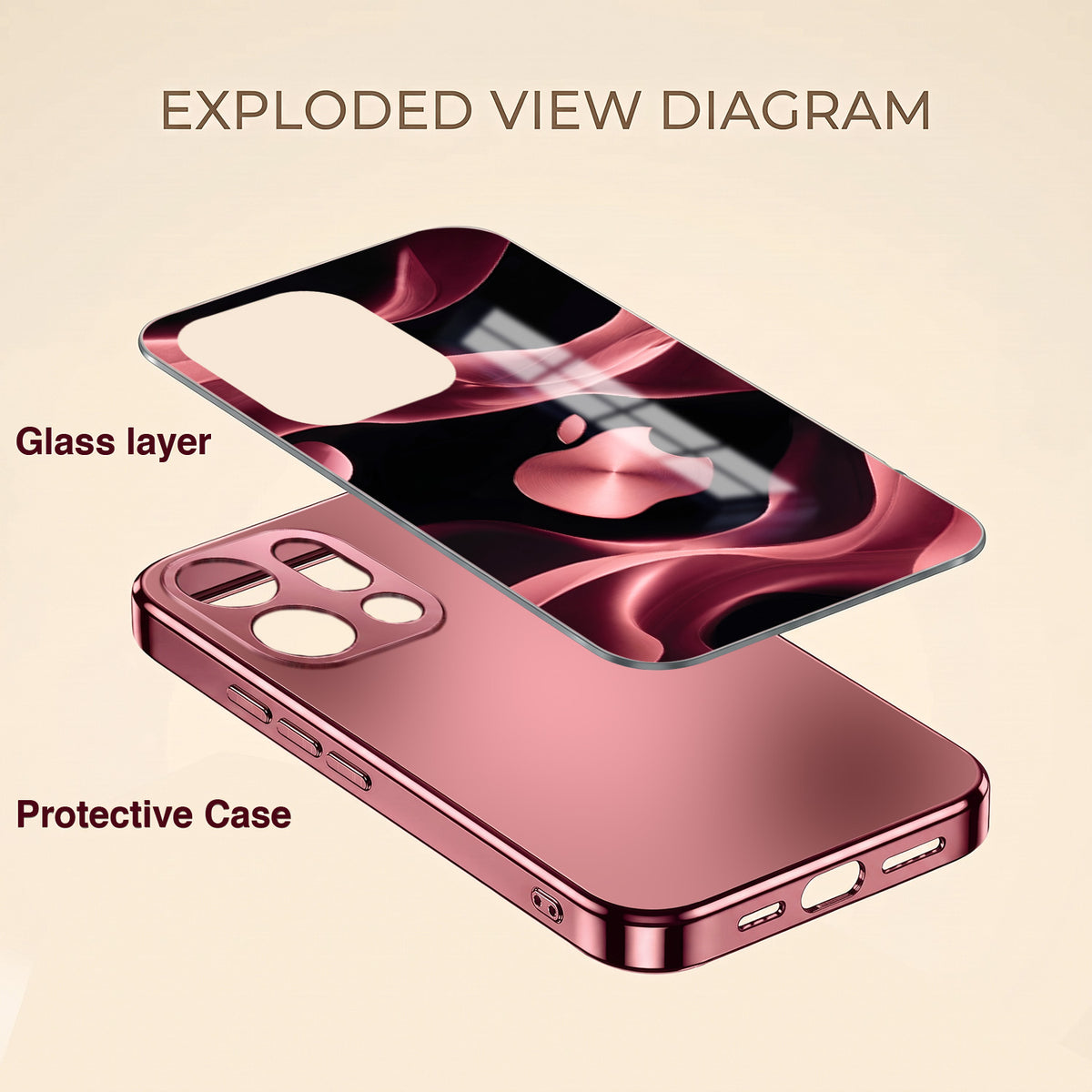 Oppo Find X9 5G Luxury Wave Pink Electroplated Glass Phone Back Case