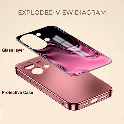 Oppo K13 Turbo 5G  Liquid Wave Pink Electroplated Glass Phone Back Case