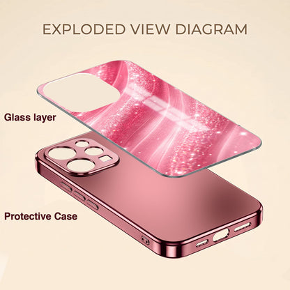 Vivo V70 5G Luxury Glitter Wave Pink Electroplated Glass Phone Back Case