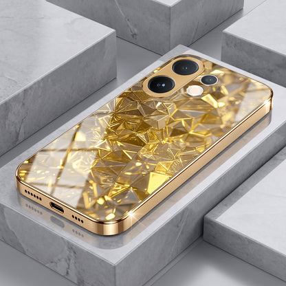 Vivo V60 5G Golden Diamond Shatter Gold Electroplated Glass Phone Back Case