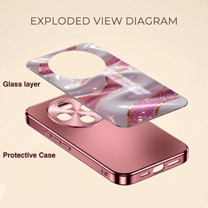 Vivo T4 5G Pearl Marble Pink Electroplated Glass Phone Back Case