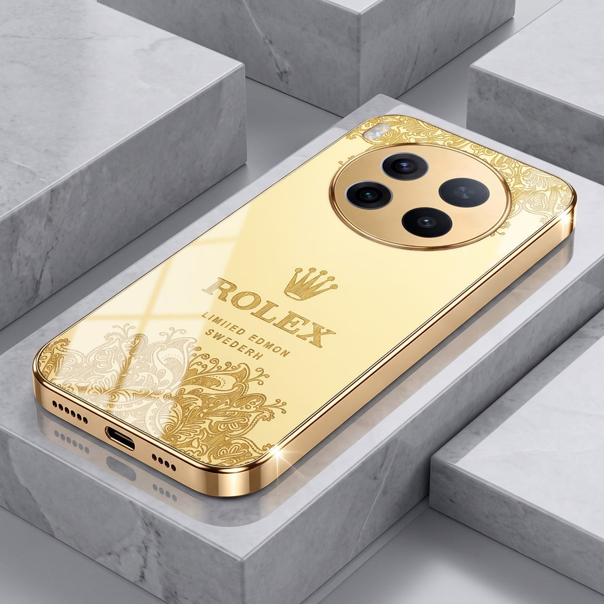 Vivo X300 Pro 5G Rolex Crown Gold Electroplated Glass Phone Back Case