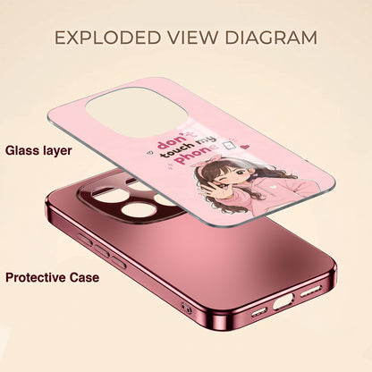 Redmi Note 15 Pro+ 5G Luxury Anime Girl Pink Electroplated Glass Phone Back Case
