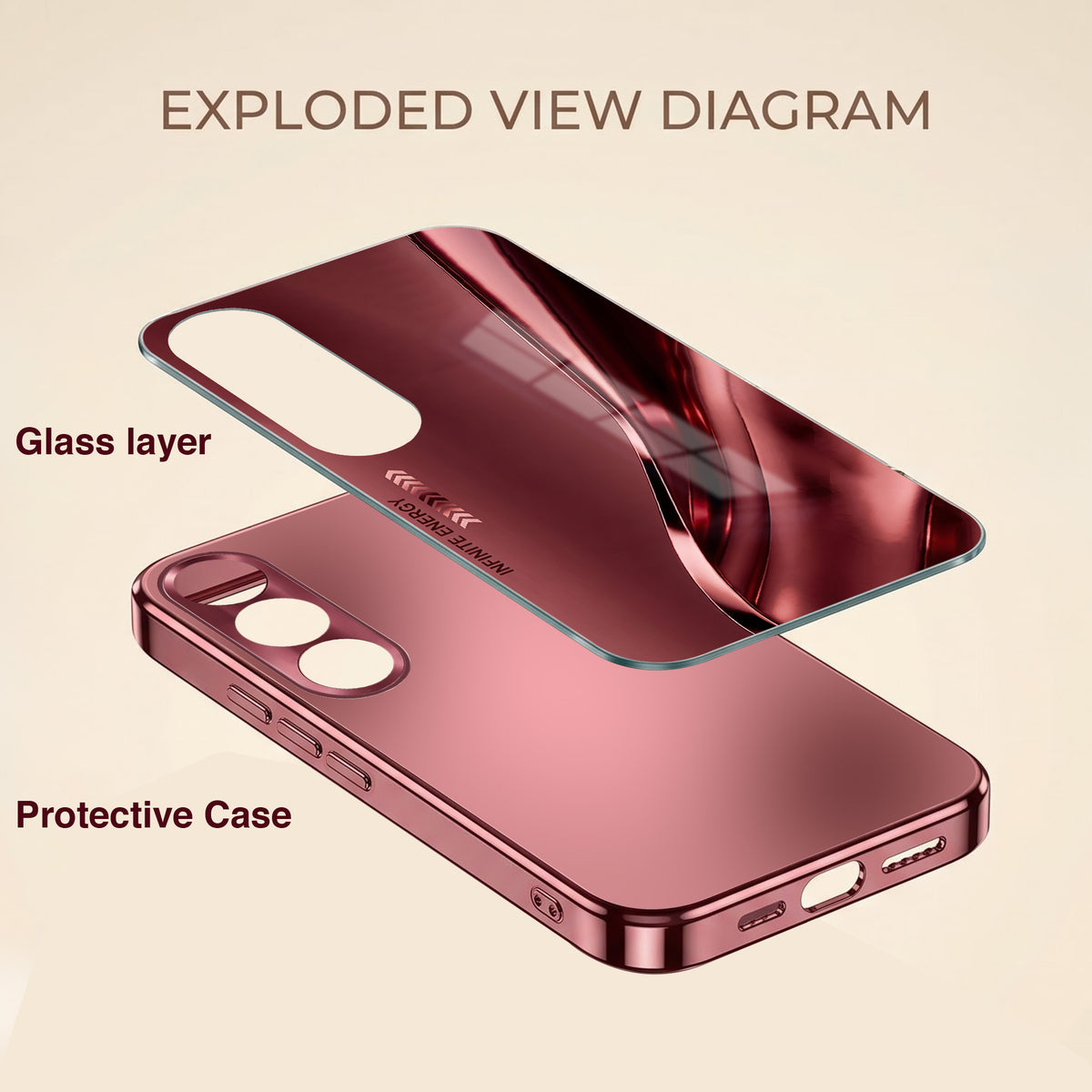 Vivo V70 FE 5G Infinity Energy Burgundy Electroplated Glass Back Case