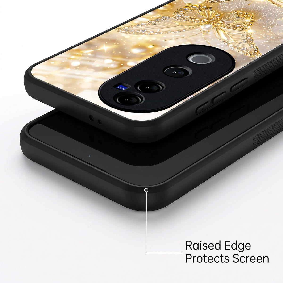 Vivo V40 Pro 5G Golden Butterfly Acrylic Glass Back Case