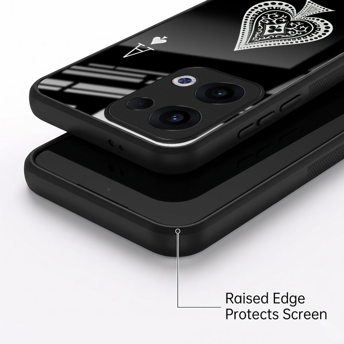 Oppo Reno 13 5G Premium Acrylic Shockproof Glass Back Case (Black Ace)