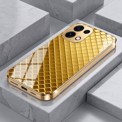 Oppo Reno 16C 5G  Golden Criss Cross Gold Electroplated Glass Phone Back Case