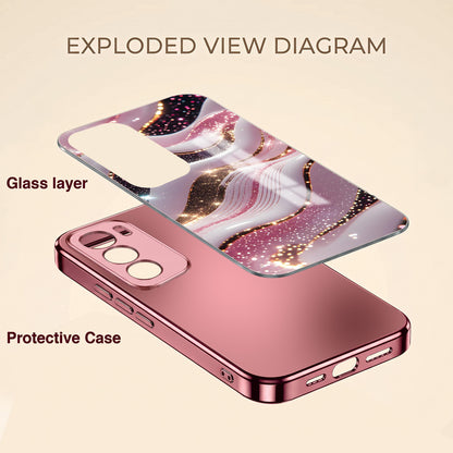 Oppo Reno 12 Pro 5G Midnight Pearl Wave Pink Electroplated Glass Phone Back Case